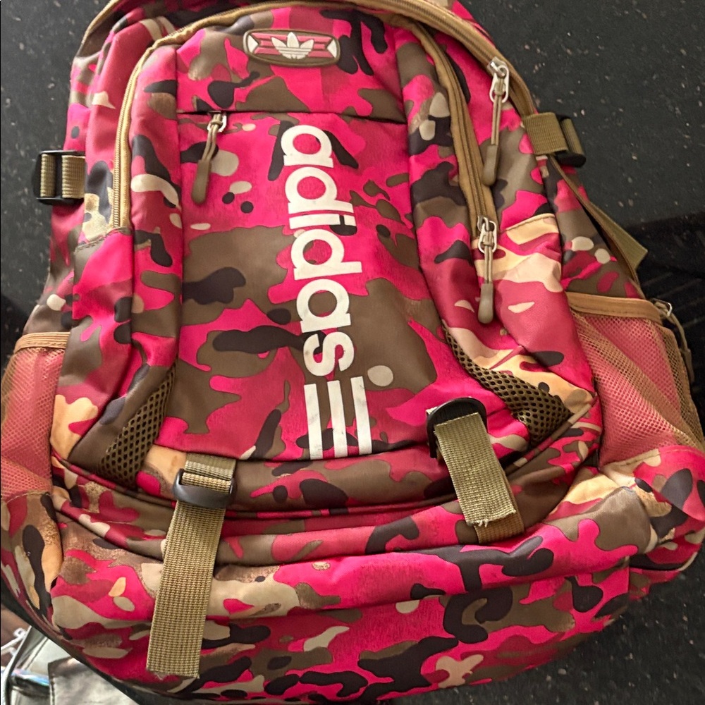 Adidas Pink and Brown Camo Backpack
